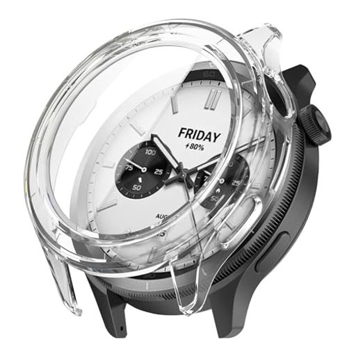 YealRedForXiaomiWatchS4保護ケース軽量PC+強化ガラスカバー9H硬度取り付け簡単一体型全面保護キズ防止耐衝撃HD高透過率指紋防止反射低減XiaomiWatchS4に対応(透明)(2)