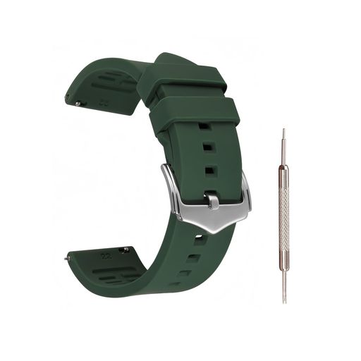 [Jumpsunfun]時計バンド24mmシリコン腕時計ベルトラバー替えベルトQuickReleaseグリーン/シルバーバッ..