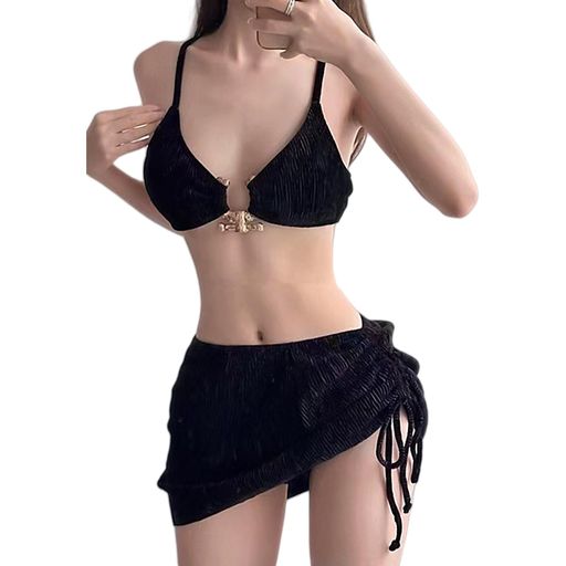 [NarebualoCietupoop]水着レディースビキニ3点セットショーツ付き無地パット付きファッションサスペンダーホルターネックファッション水陸両用速乾性かわいい泳ぐ休みビーチセクシー旅行快…