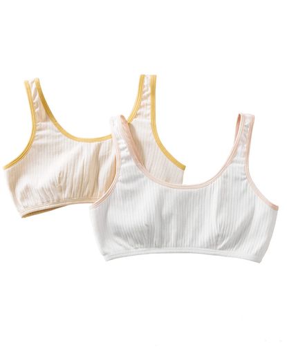 [Hapipana]女の子ブラジャー2点セットハーフトップ成長期ブラ下着少女小学生9-12歳思春期ジュニア薄手ノンワイヤー(2枚組AA85A)