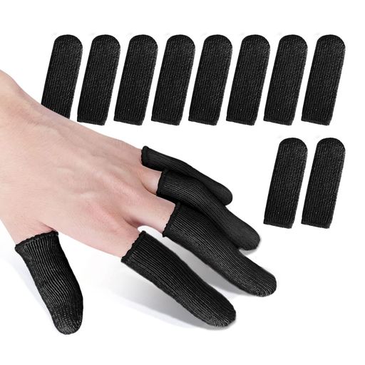 夢の物指サック10個入りお肌に優しい純綿100%指先ケアあがきれひび割れ手湿疹極薄素肌感覚指カバー伸縮性通気性薄手使い捨て指先保護手汗防止フリーサイズ2cm*6.5cmブラック