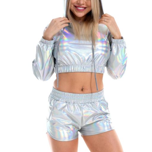 [LanBuff]レディースPUレザーショーツルーズポケット弾性ウエストショーツレギンスレザーパンツセクシーなナイトクラブバーホットパンツ(Sレーザー)