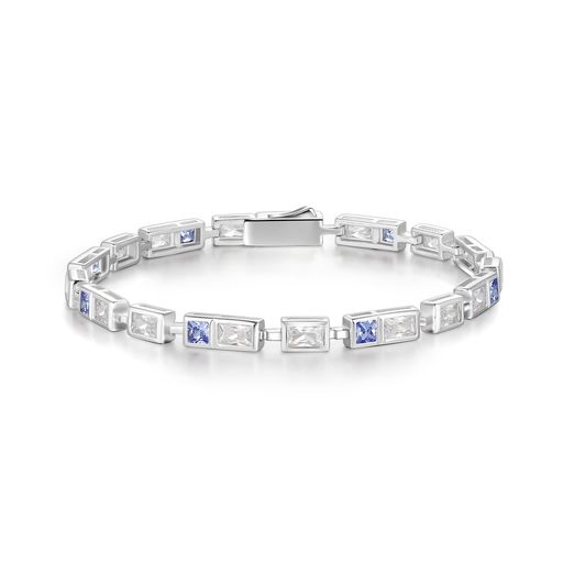 FANCIMEテニスブレスレットレディースメンズブレスレットタンザナイト12月誕生石四角形2色ジルコニアパ..