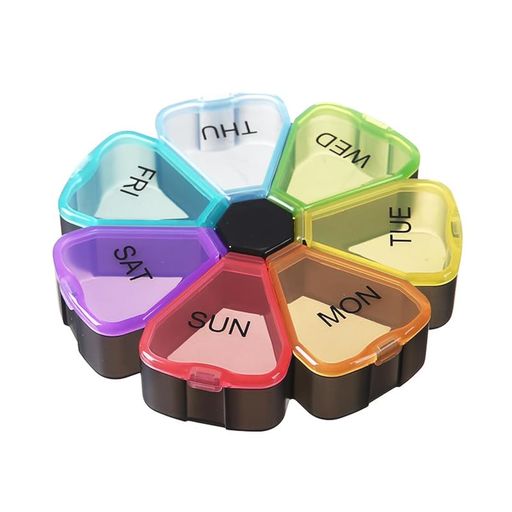 Wopanxye ピルケース 薬ケース 7日間ピルオーガナイザー 7日分ピルボックス 1週間用ピルケース ビタミン用の小きなコンパートメント付き薬オーガナイザー 魚油 ビタミン 花型 低用量ピル …