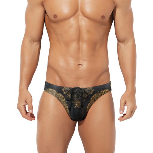 [CaseyKevin]メンズ水着水泳パンツビキニ競パンスイムブリーフセクシー速乾通気おしゃれ水遊び温泉ビーチAK4083ヘナタトゥー柄1枚M