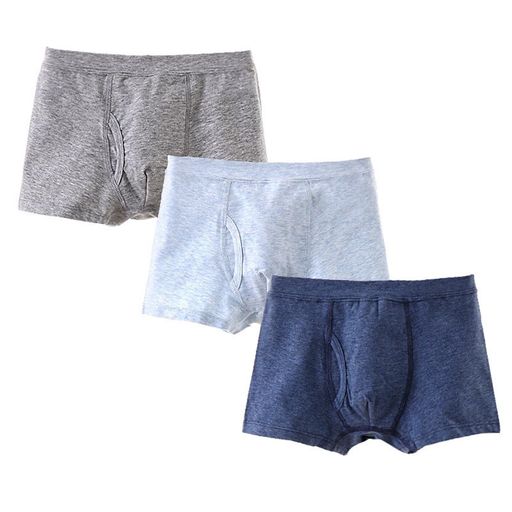 [Hapipana]ボクサーブリーフ3枚組ジュニアボクサーパンツ男の子子供綿キッズ無地柔らかい通気吸汗ボー..