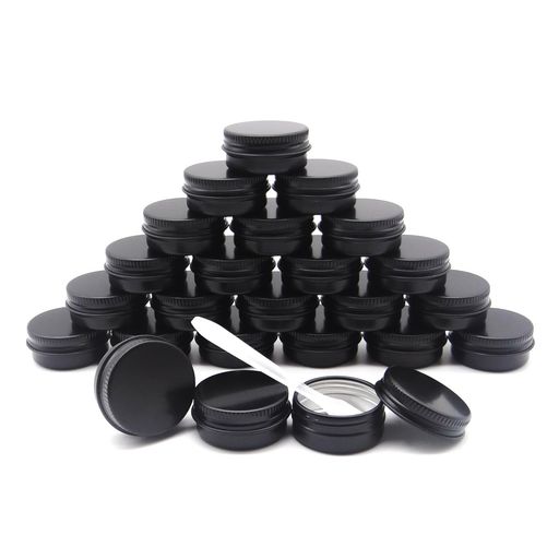 Wopanxye 24個パック 10ml ブラック アルミ缶 クリームケース 化粧品 小分けめ替え...