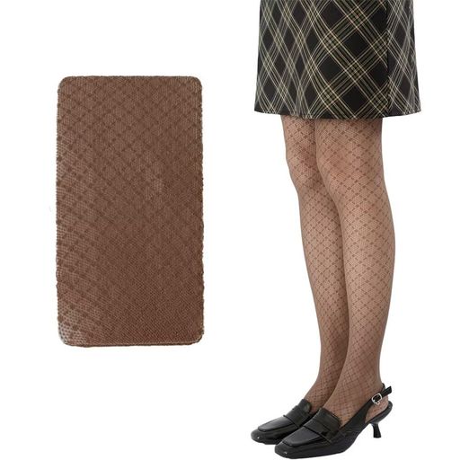 [Eukkis]網タイツパンティストッキングレディース-レースパンストセクシーストッキングロリータ日焼け止め薄手ダイヤ柄ブラウン(4)