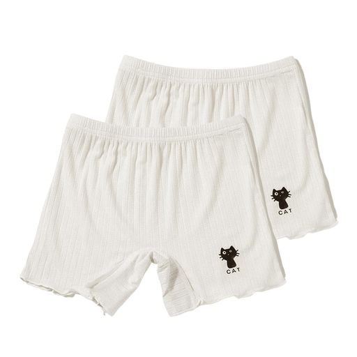 [VIISEN]女の子ガールズ無地2枚セット3分丈半ズボン猫柄キッズインナーパンツ100-160アンダーパンツ下..