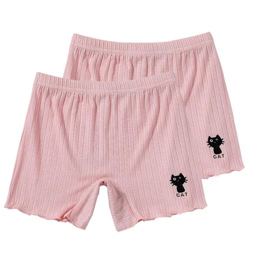 [VIISEN]女の子ガールズ無地2枚セット3分丈半ズボン猫柄キッズインナーパンツ100-160アンダーパンツ下..