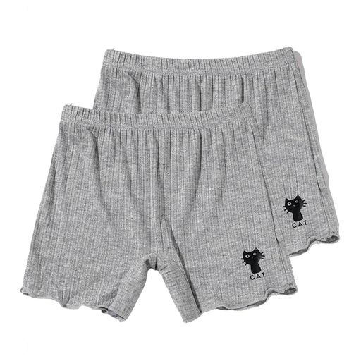 [VIISEN]女の子ガールズ無地2枚セット3分丈半ズボン猫柄キッズインナーパンツ100-160アンダーパンツ下..