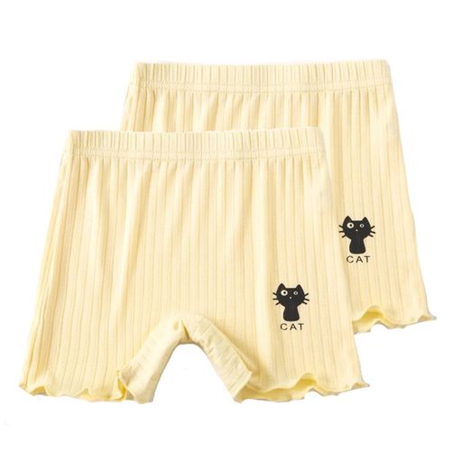 [VIISEN]女の子ガールズ無地2枚セット3分丈半ズボン猫柄キッズインナーパンツ100-160アンダーパンツ下..