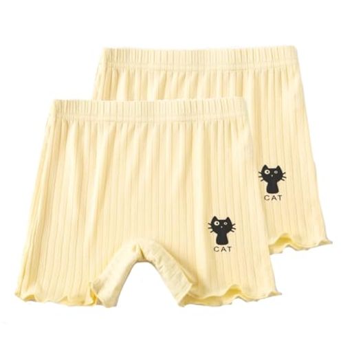 [VIISEN]女の子ガールズ無地2枚セット3分丈半ズボン猫柄キッズインナーパンツ100-160アンダーパンツ下..