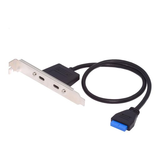 cablecc 5Gbps 19/20ピン USB3.0 マザーボード - デュアルポート USB-C Type-C メス PCI-E バックパネルケーブル 50cm