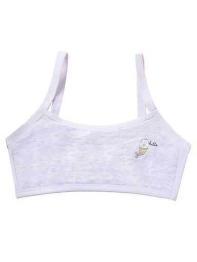 [ENALIHI]成長期ブラ通気吸湿ジュニアスポーツブラハーフトップ綿中学生小学生下着思春期発育高校生可愛いおしゃれ快適部活ブラ子供用ブラジャー(freesizeペールグレー280604)