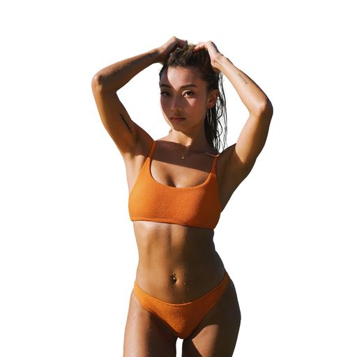[YUKARI SWIM] 水着 ビキニ レディース 三角 ズボンオレンジ2点ビキニセット セクシー 海水浴 温泉 水泳 M