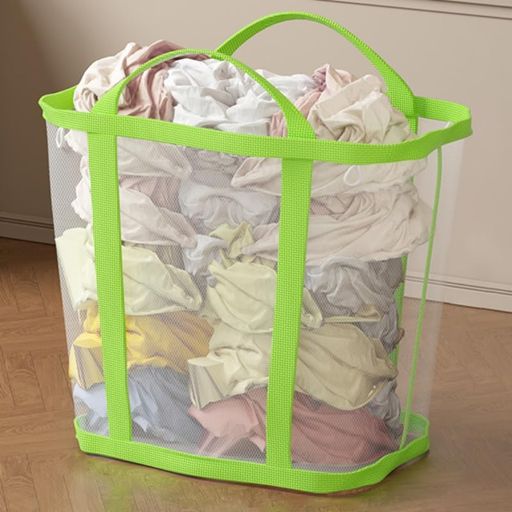 [Senteria]ランドリーバッグ折りたたみ大容量洗濯カゴランドリーバスケット丈夫メッシュバッグ自立軽量洗濯物入れ洗濯物カゴ大きめ丈夫プールバッグランドリー収納壁掛け取っ手付きお…