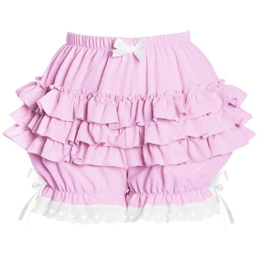 [NIUKACOS]ペチパンツみせぱんレディースかぼちゃパンツペチコートリボンドロワーズ通気吸汗透けない見せパンフリルショートパンツインナーウェア下着部屋着ピンクXXL