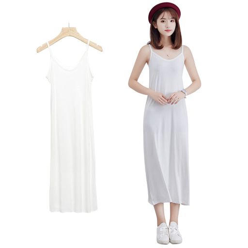 [PALAME]Vネックペチコートワンピースインナーワンピーススリップ【透けない・接触涼感-5度・ゆったり・鎖骨肌魅せ】【肌触りよい・着痩せ・上質光沢】キャミソールワンピースルームウ…