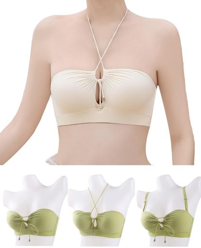 [Kayuuhin]ストラップレスブラチューブトップ多様な着け方紐なし背中見せブラ滑り止め脇高ノンワイヤー..