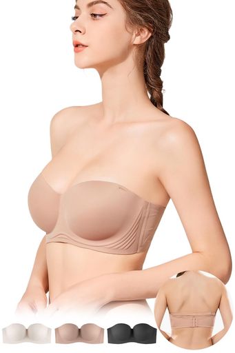 [veimia]ストラップレスブラチューブトップ【三重滑り止め強化美胸美背】紐なしブラ・0アレルギー滑り..