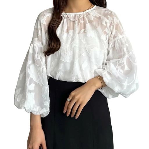 [MlleeSSeeldyTRC]ブラウスレディース半袖レースシャツ花柄刺繍トップス丸首tシャツ無地ゆったり体型カ..