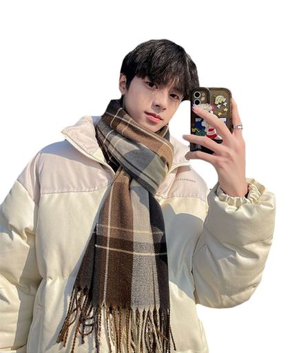 [Harebi]【60*200CM】マフラーメンズチェック柄大判マフラーストール春秋冬定番リバーシブルレディース..