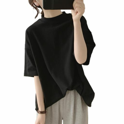 Rakuten - [MaadeaNoeTe]Tシャツレディース半袖トップスクルーネックカットソー体型カバーシンプルオフィス柔らかいカジュアル無地ゆったり通勤デート春夏秋