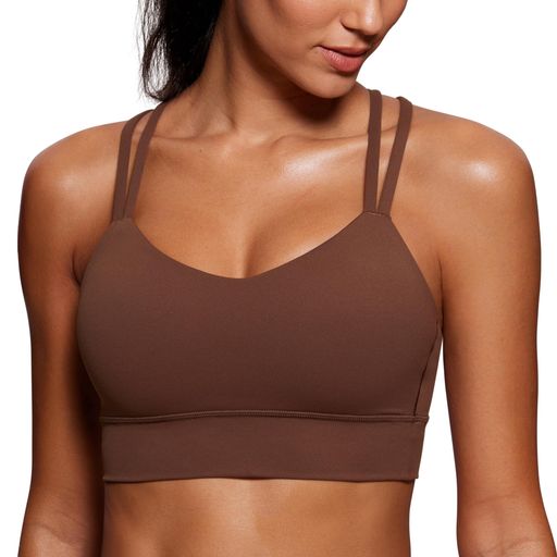 [CRZYOGA]スポーツブラノンワイヤークロスバックダブルスパゲッティストラップモールドカップヨガブラ..