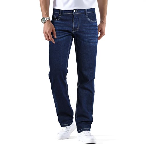 [GINGTTO]デニムパンツメンズストレッチジーンズスリムスキニーストレートゆったり春夏秋冬(ブルー32)