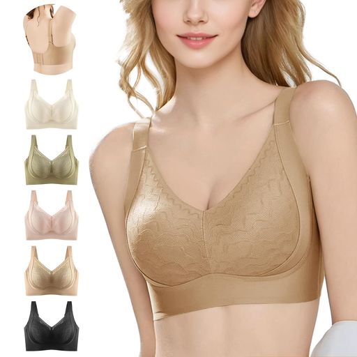 [ヴェーミア]垂れ防止補正矯正ブラ【W字型・強いサポート力・安定感UP】ノンワイヤーレースブラ大きい..