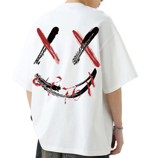 [uptoyou]Tシャツメンズ半袖ビッグシルエット大きいサイズ透けない綿100柔らかい肌触り秋用吸汗速乾プリントクルーネックトップスストリート系男女兼用ギフト秋冬重ね着(Lホワイト)