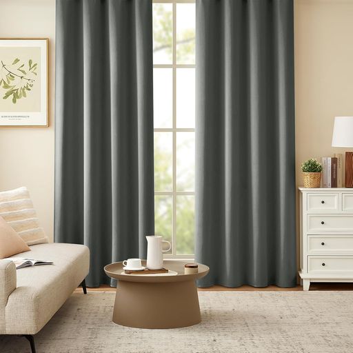 Joydecoカーテン2枚セット99.9%以上遮光遮光カーテンダークグレー色幅100cm*丈150cm厚手断熱防寒防音昼..