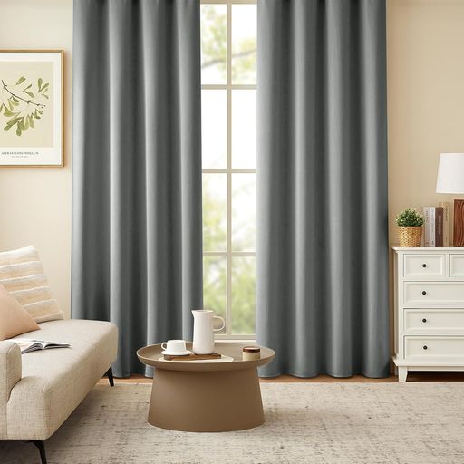 Joydecoカーテン2枚セット99.9%以上遮光遮光カーテンライトグレー色幅100cm*丈110cm厚手断熱防寒防音昼..