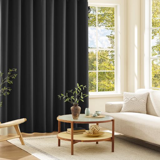 Joydecoカーテン1枚組99.9%以上遮光遮光カーテンブラック色幅100cm*丈200cm厚手遮光断熱防寒防音省エネ..