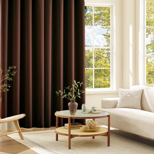 Joydecoカーテン1枚組99.9%以上遮光遮光カーテンブラウン色幅100cm*丈135cm厚手遮光断熱防寒防音省エネ..