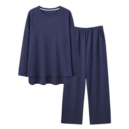 [YorBurn]パジャマメンズ上下セットルームウェア部屋着寝間着綿長袖コットンゆったり春夏秋吸汗通気快適シンプル肌に優しい柔らかネイビー3XL