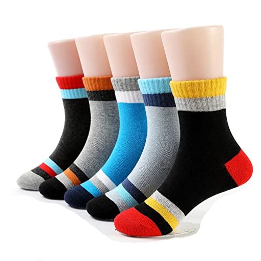 [GETWITHIT]男の子女の子スポーツ靴下キッズカラーフル5足セットスポーツ靴下男の子女の子スポーツソックス男の子女の子登園通学(3マルチカラー2)
