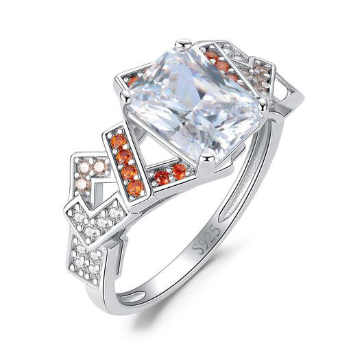 [JewelryPalace]テトリス4.5ct指輪エメラルドカットイエロキュービックジルコニアリングスターリングシ..