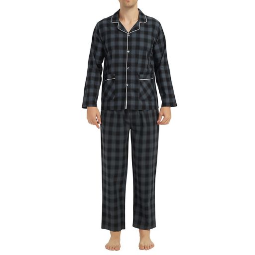 [HomyComy]パジャマメンズ長袖綿100%前開きルームウェアメンズ上下セット吸汗通気肌に優しい部屋着