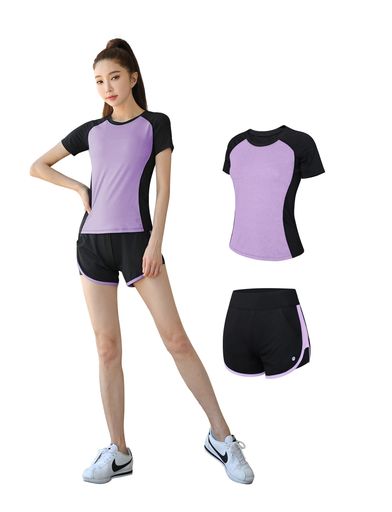 Seeya(シーヤ)スポ一ツウェアレデイース上下セットトレ-ニングウェアランニングウェアジムフイットネス(2点セットパープルS)