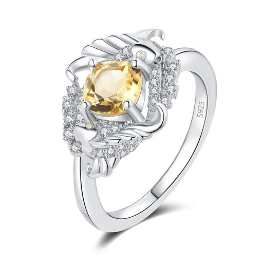 [JewelryPalace]リング錦鯉天然石0.8ctシトリンキュービックジルコニア黄水晶婚約周年お祝い指輪スター..