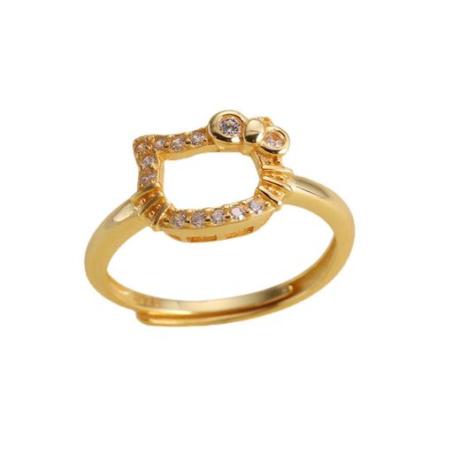 [K.L.Y]指輪レディース人気猫シルバー925キュービックジルコニア可愛いネコ人気リングフリーサイズ金属..