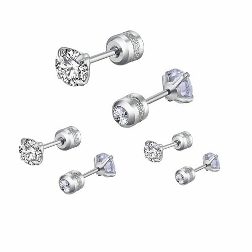 [Hothrty]3ペア六個ピアスレディースサージカルステンレススタッドピアスセカンドピアスファーストピア..