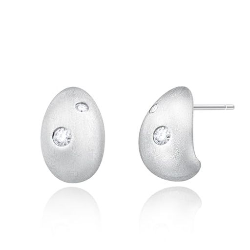 [FANCIME]ピアスレディース[LittleSilverBean]ジルコニア銀の豆シルバーS925シンプルマット耳飾り男女..