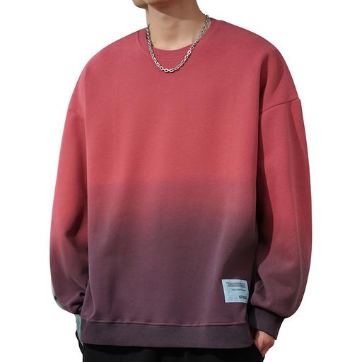 [WisdomWolf]スウェットシャツメンズ長袖ゆったりシルエットカジュアル秋冬服クールネックおしゃれ大きいサイズ暖かいRED-XXXL