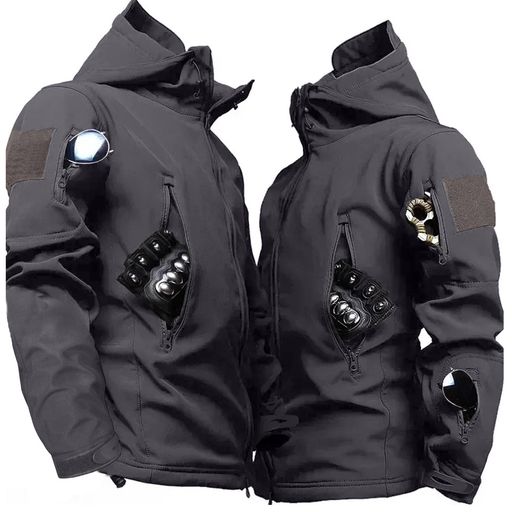 [YKSJOOB]アウトドアジャケットメンズソフトシェルジャケット裏起毛防寒タクティカルジャケット防風防..