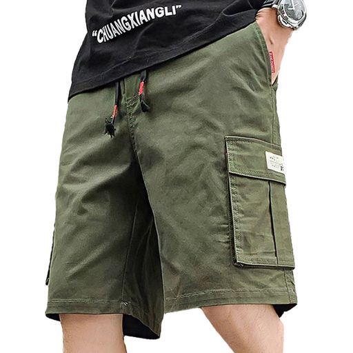 [UUEN]カーゴパンツメンズゆったり夏カジュアル無地ショートパンツアウトドアゆったり半ズボン人気短パ..