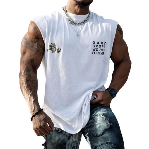 [UUEN]タンクトップメンズ100%コットン夏肉厚生地ヘビーウェイトトレーニングウェアノースリーブ筋トレ..