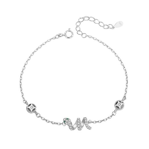 YUIITUブレスレットレディース輝きジルコニア蛇ブレスレットシルバー金属アレルギー対応調整可能女性お贈り物母の日お誕生日記念日ホワイト